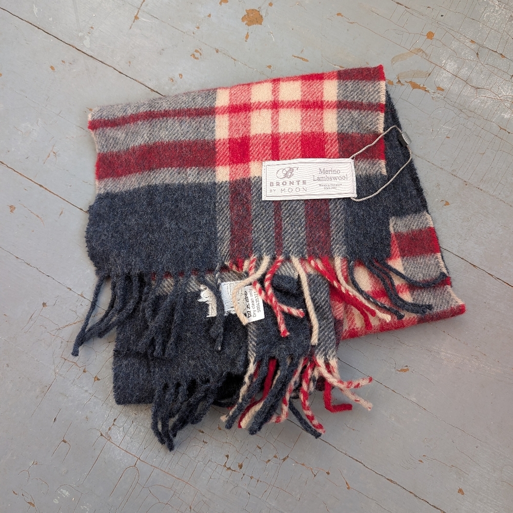 Nwot Bronte By Moon Plaid Merino Wool Scarf